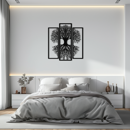Tree of Life Metal Wall Art – 3-Panel Nature Decor - KAF214