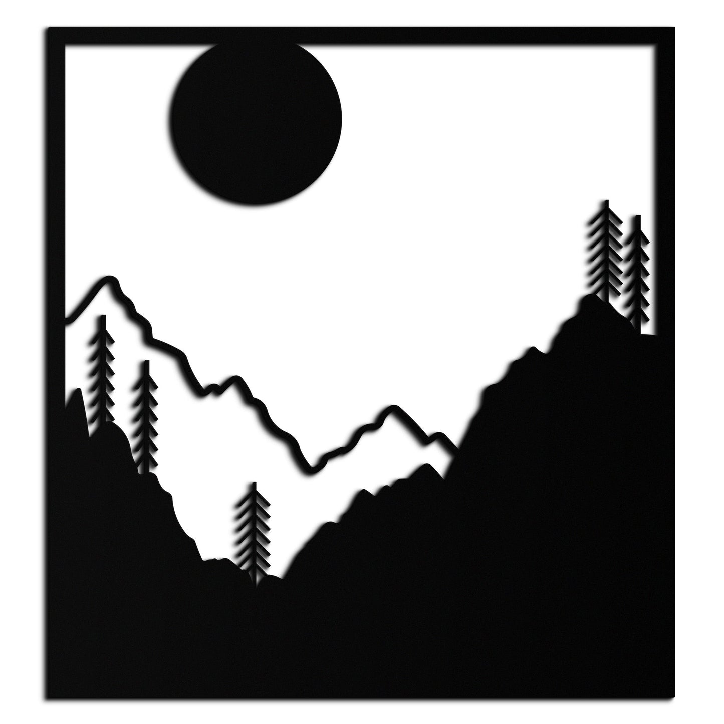 Moonlit Mountain Forest Square Metal Wall Art