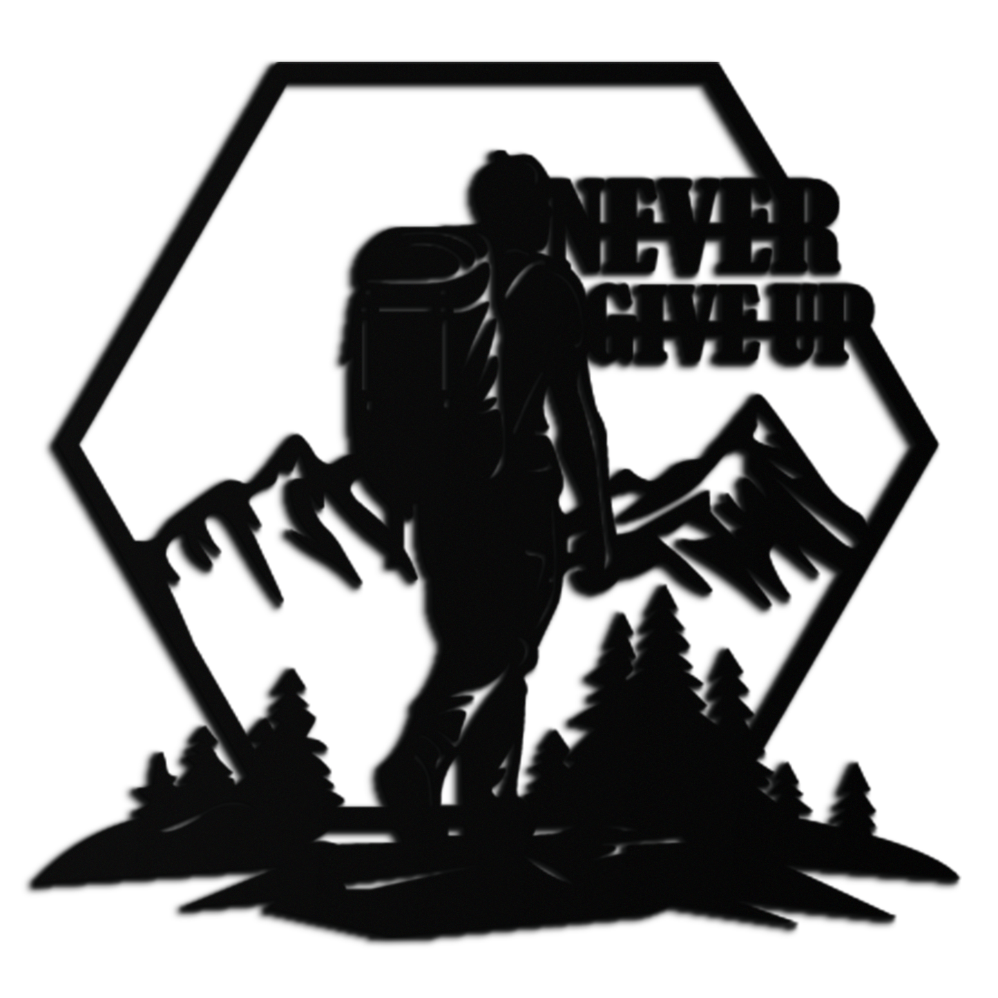 Never Give Up Hiking Mountain Metal Wall Art