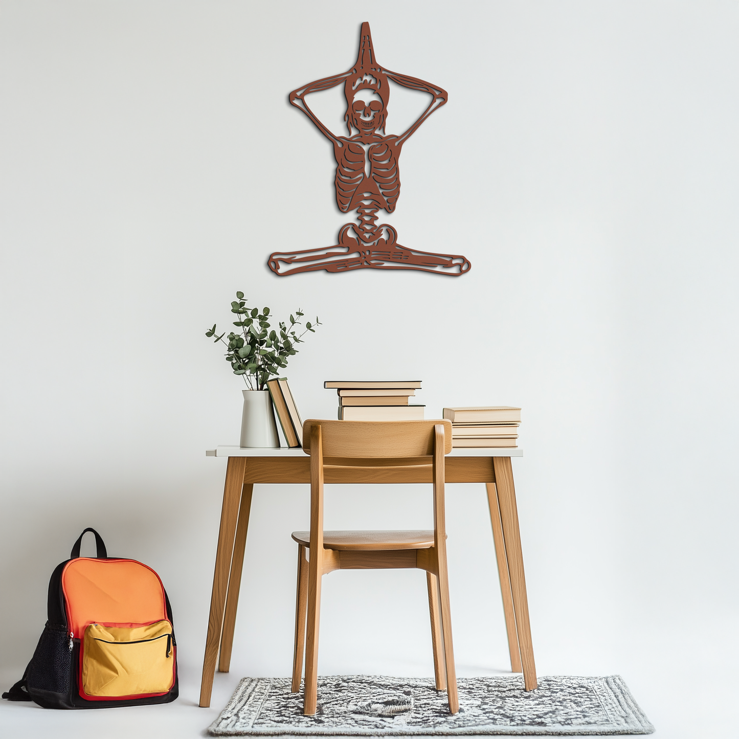 Skeleton Yoga Pose Metal Wall Art