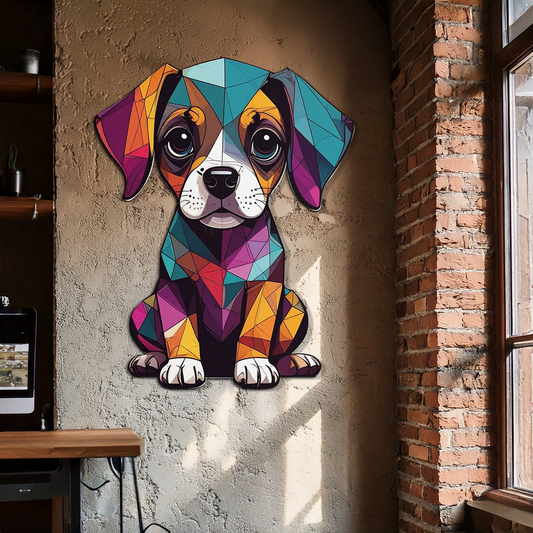 Geometric Puppy Metal Wall Art - Color Pop Dog Decor