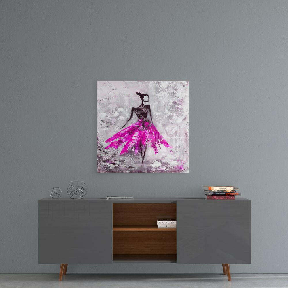 Woman Pink Glass Wall Art