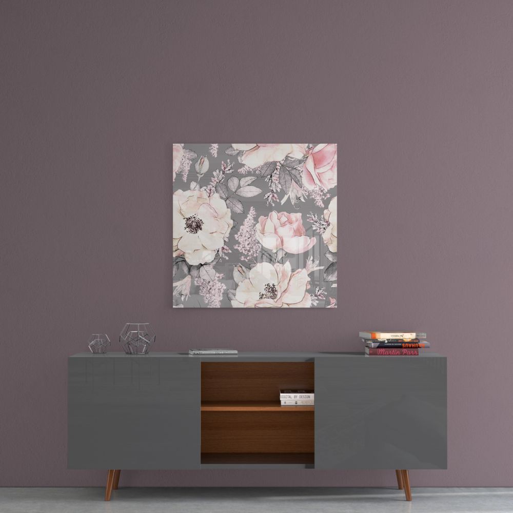 Blush Roses Glass Wall Art