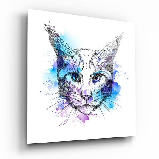 Cat Glass Wall Art, Modern Feline Decor Print