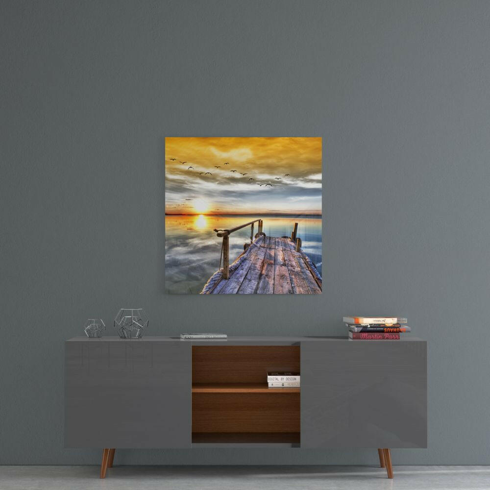 Sunset Horizon Glass Wall Art