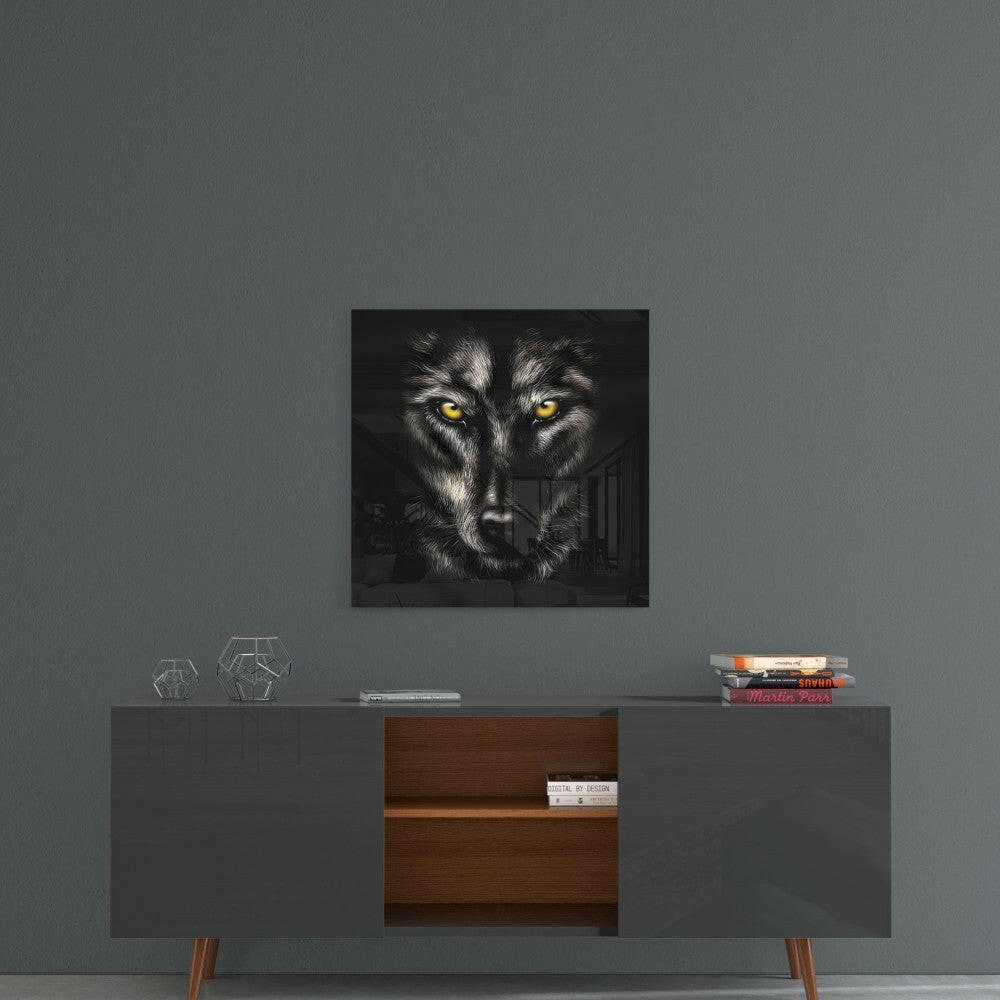 Eyes of the Wolf Glass Wall Art - Wildlife Portrait