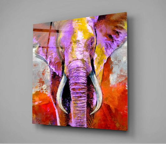 Colorful Elephant Square Glass Wall Art