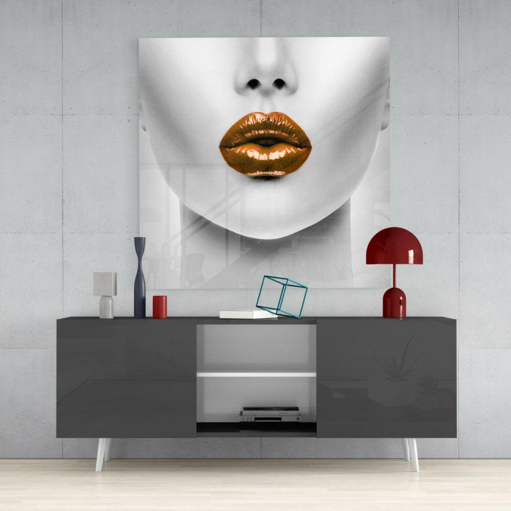 Red Lips Glass Wall Art