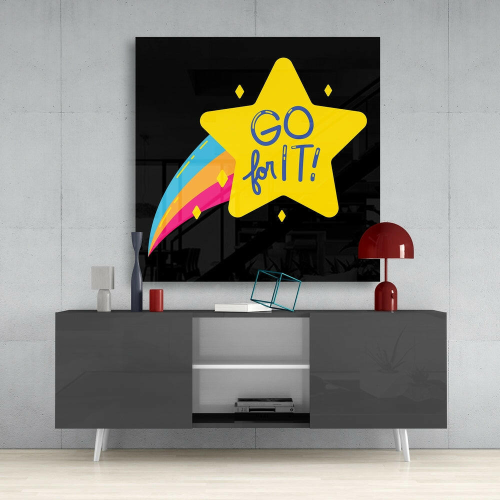 Go For It Glass Wall Art