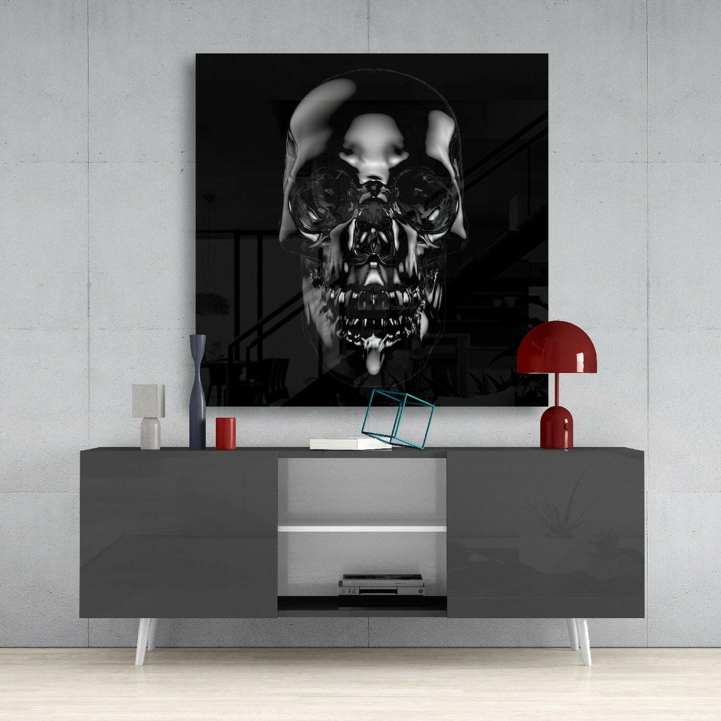 Skull Motif Glass Wall Art