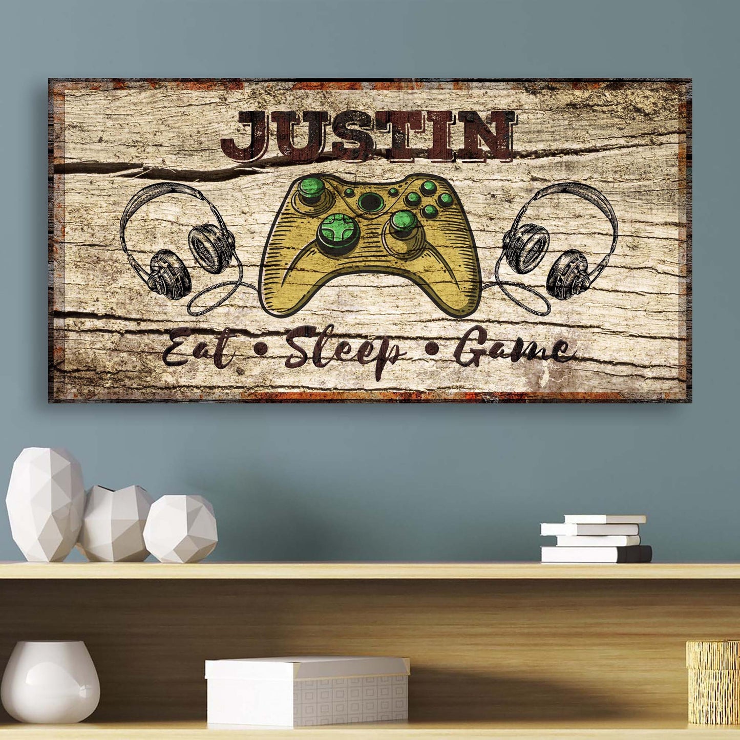 Eat Sleep Game Room Canvas Sign