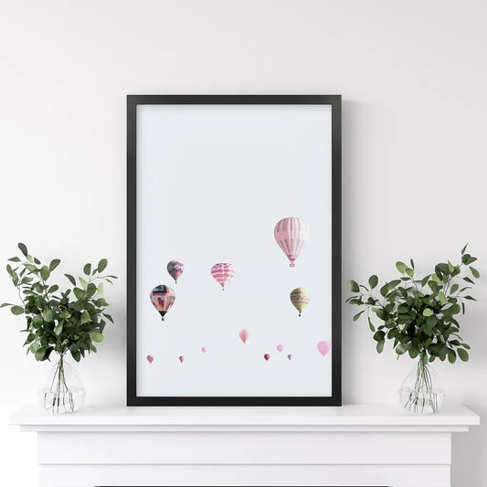 Colorful Hot Air Balloons Wall Art Print, Kids Room Decor