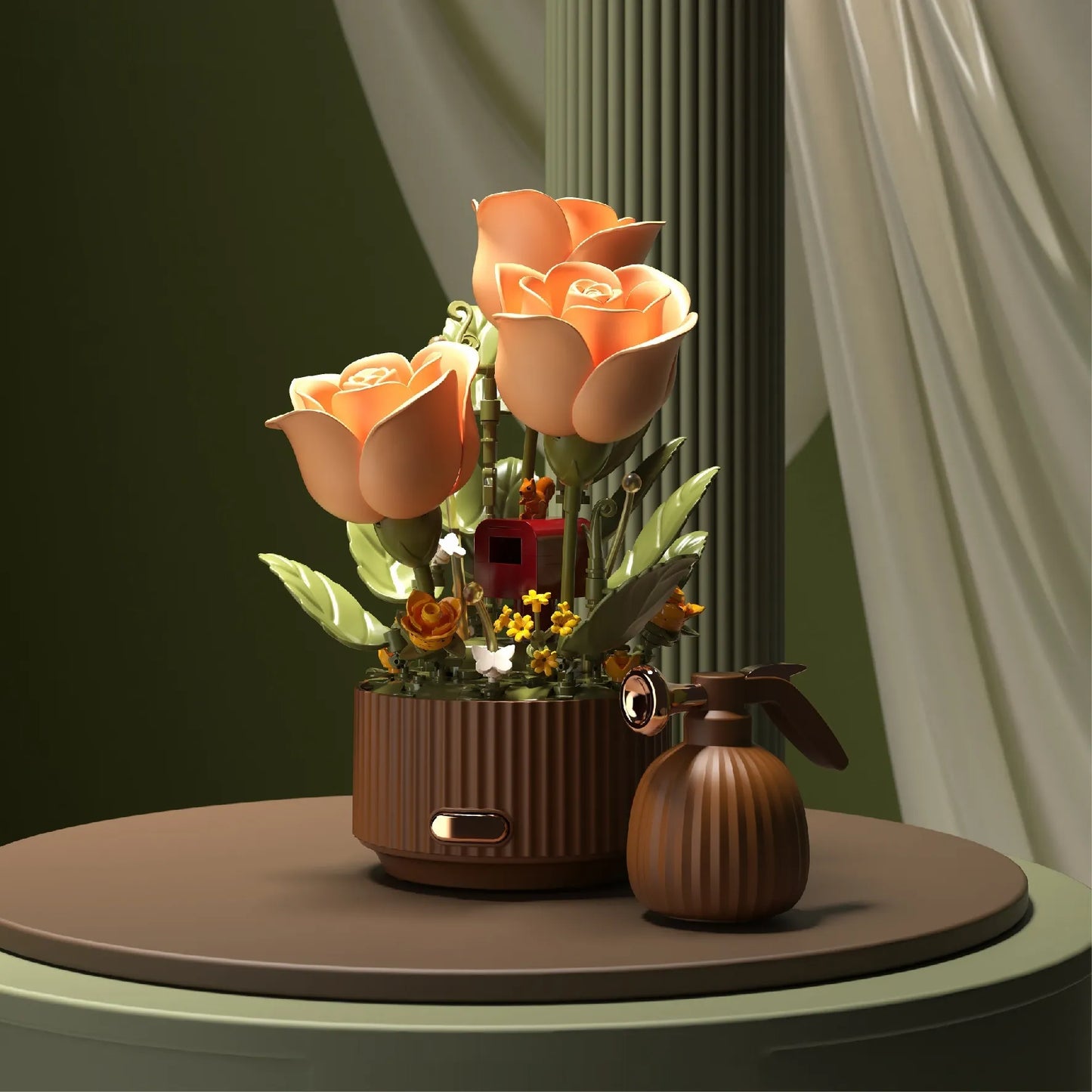 LED flower lamp displaying opened rose petals with soft ambient glow