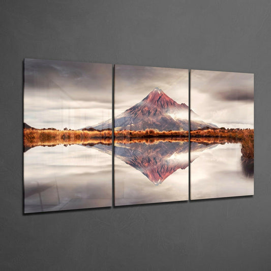 Panoramic Mountain Vista Glass Wall Art