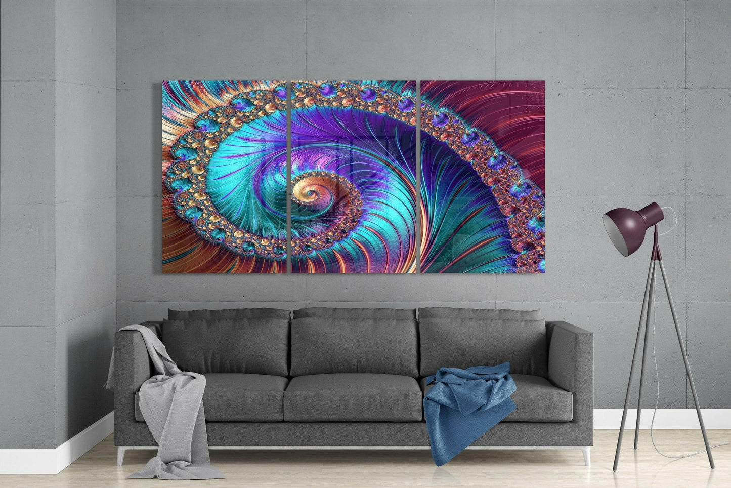 Spiral Peacock Glass Wall Art