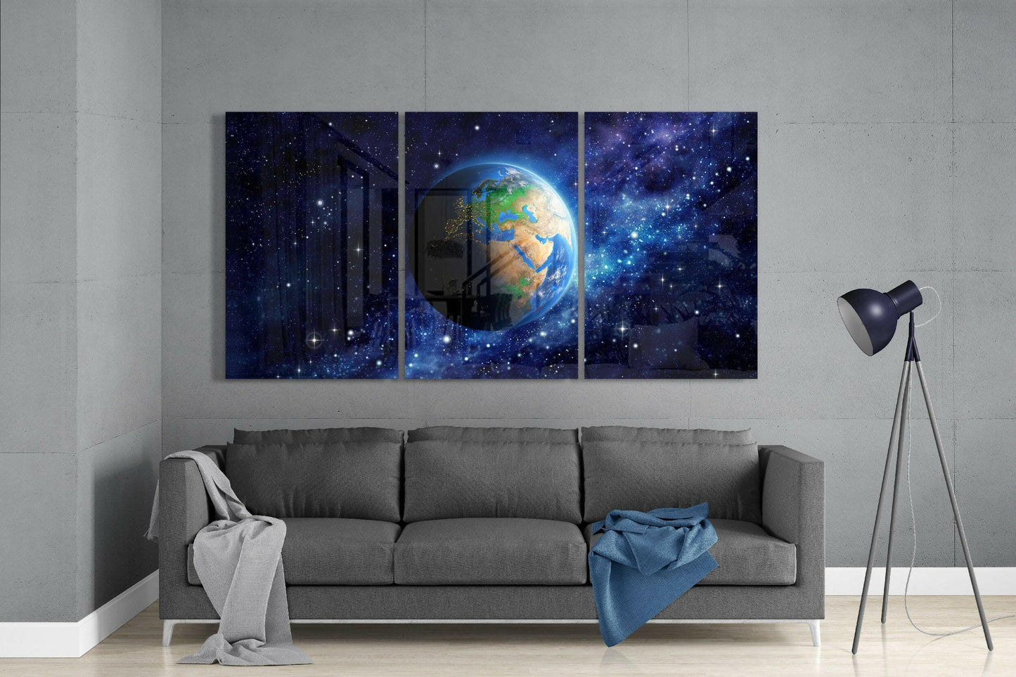 World Trio Glass Wall Art