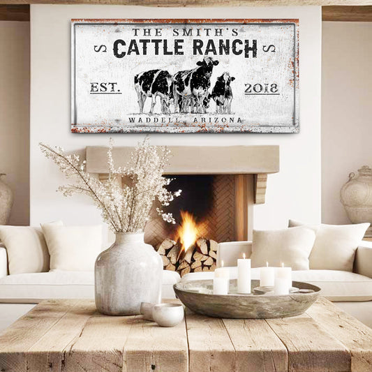 Cattle Ranch Sign Canvas Wall Art Western Decor