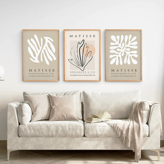 Set of 3 Neutral Abstract Cut-Out Prints - Modern Wall Art