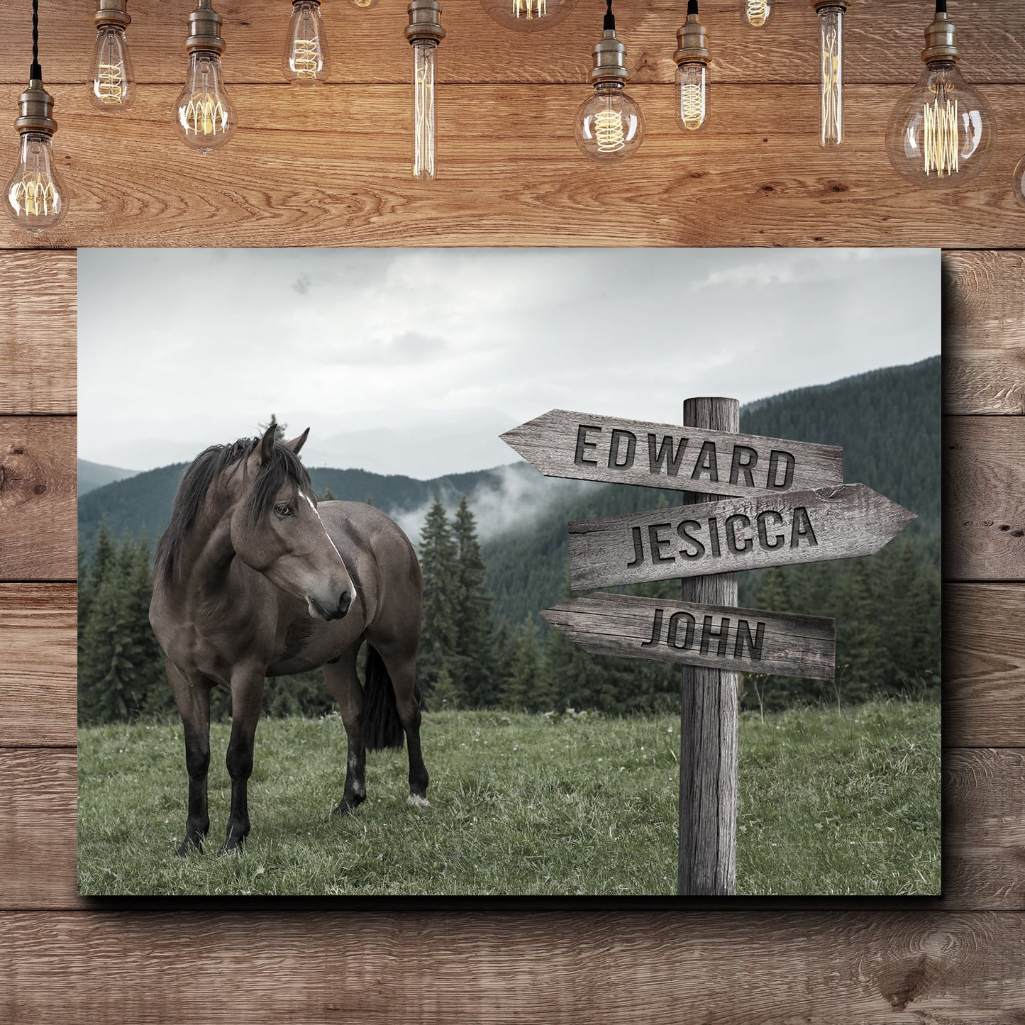 Personalized Horse Family Name Canvas Sign