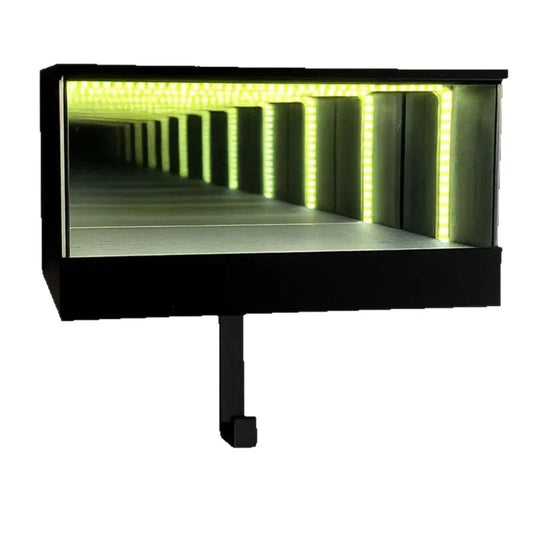 Modern LED key rack with infinity mirror design for garage wall