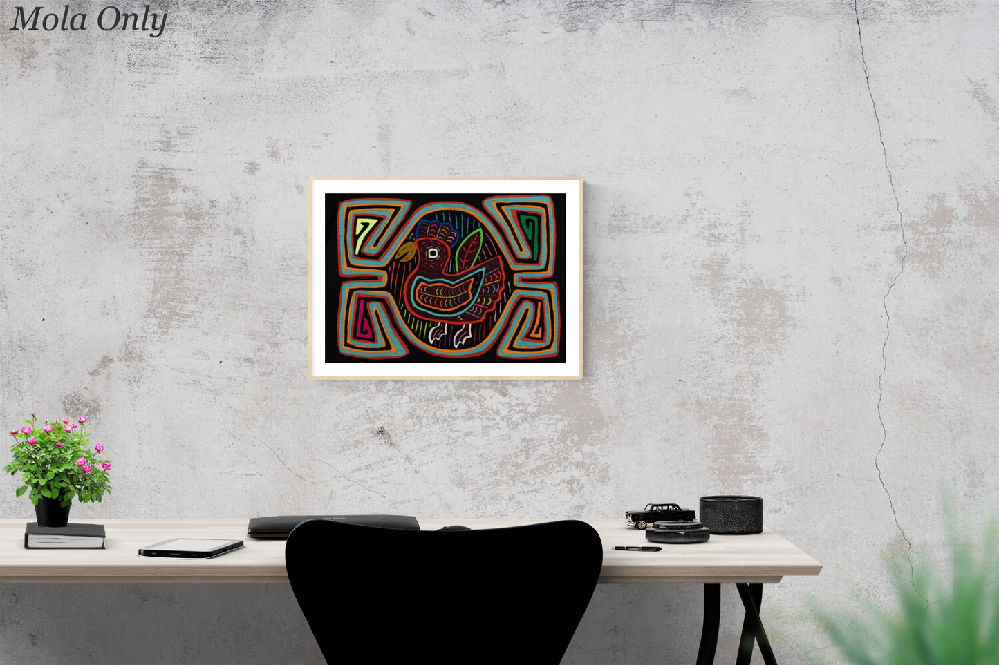 Rooster Mola Tapestry Hand-Stitched Wall Hanging