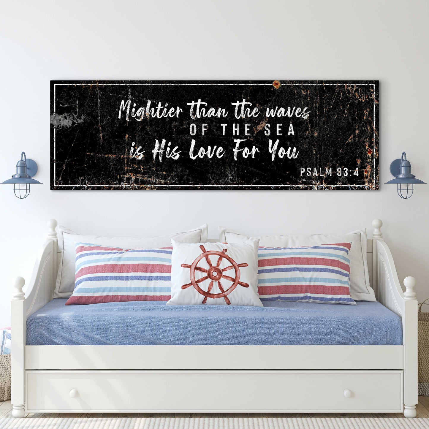 Psalm 93:4 Mightier Than The Waves Faith Canvas Sign