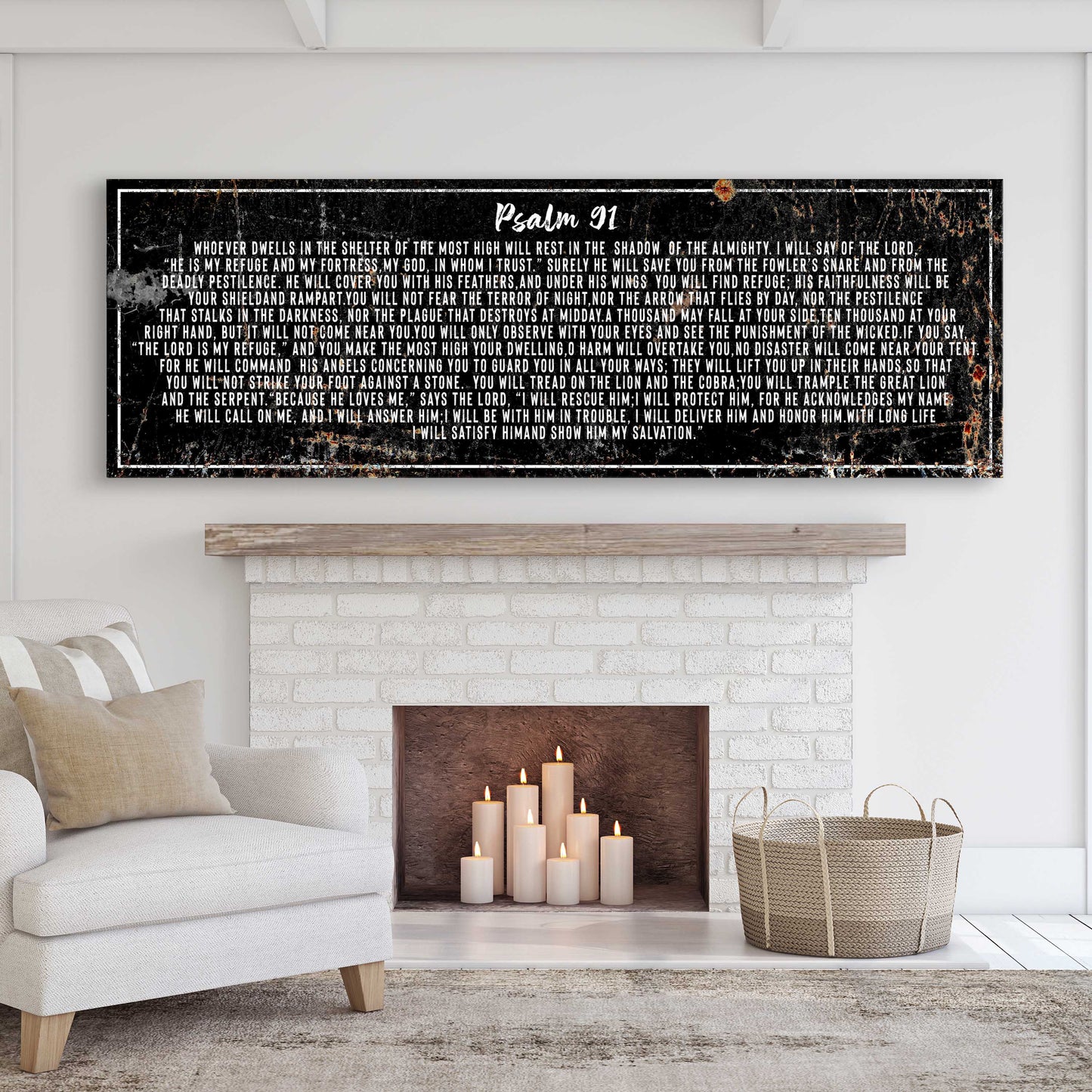 Psalm 91 He Is My Refuge Rustic Christian Canvas Wall Art