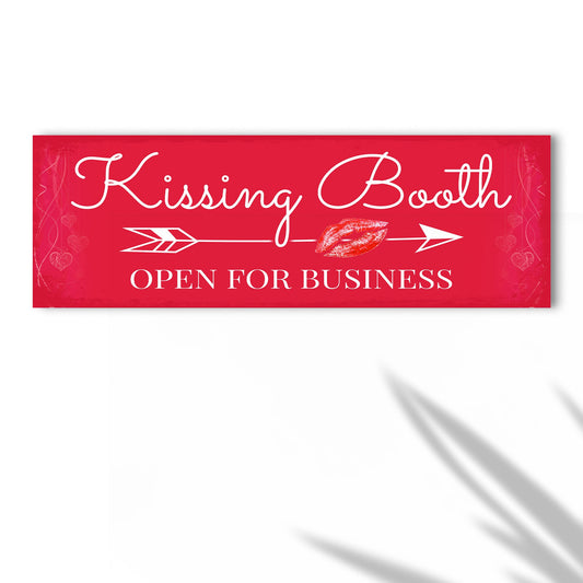 Kissing Booth Open For Business Canvas Sign