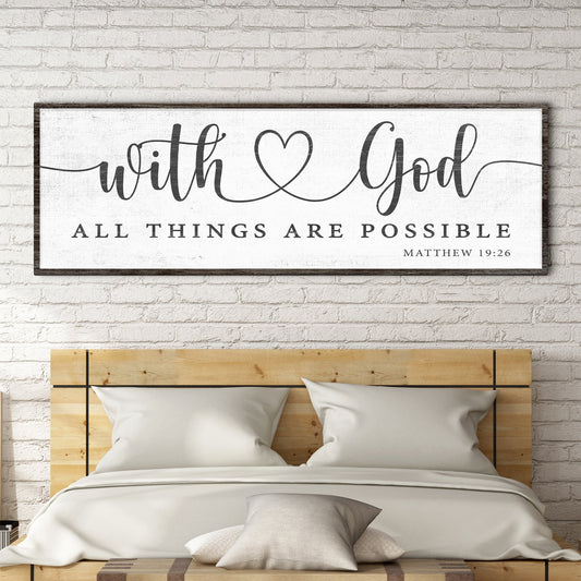 With God All Things Possible Faith Canvas Sign