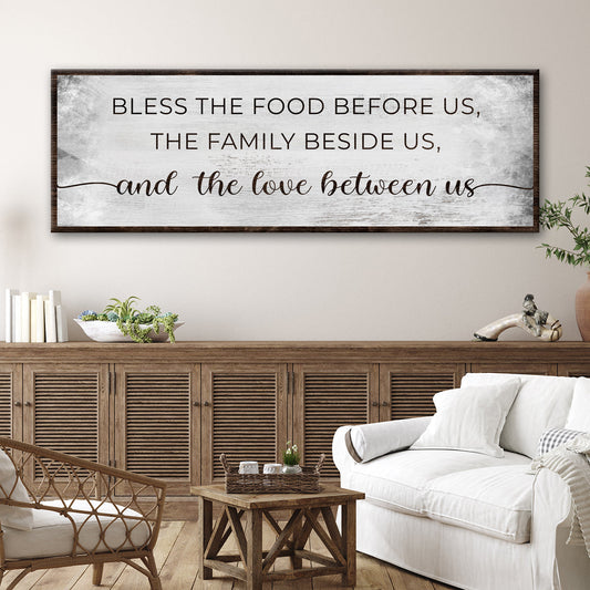 Bless the Food Gray or Tan canvas shown in a styled room setting, view 2