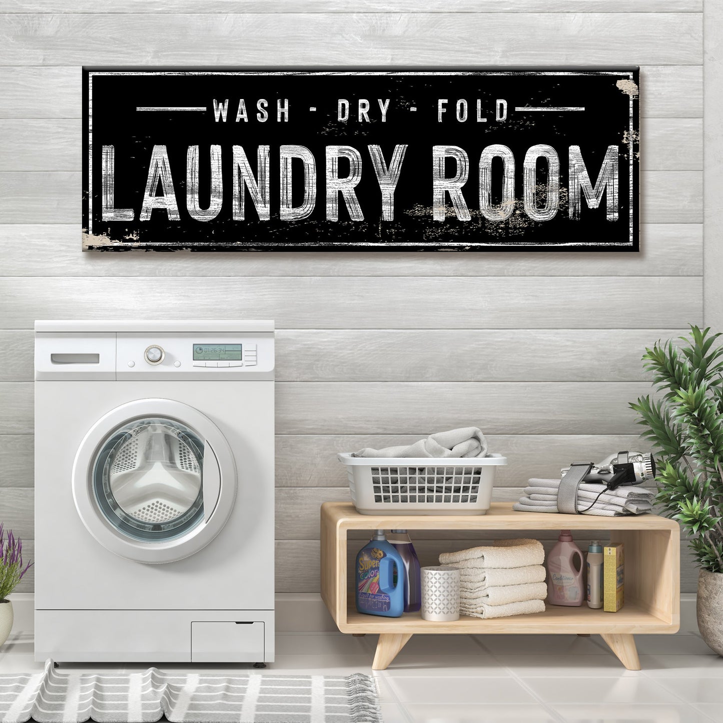 Laundry Room Wash Dry Fold Canvas Sign