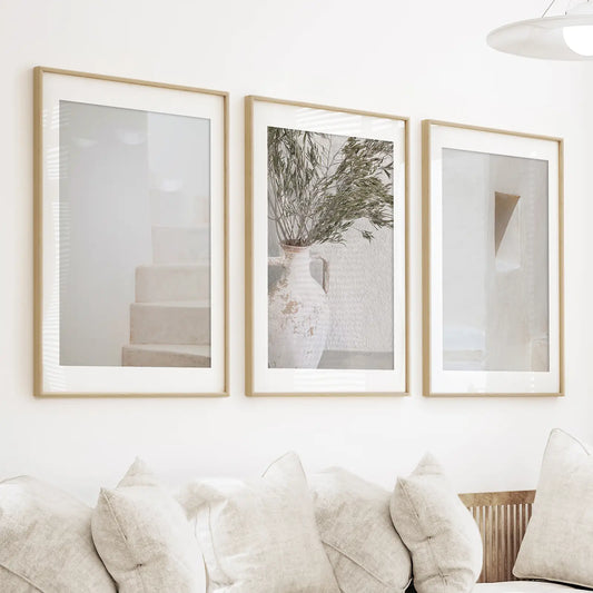 Boho Architectural Wall Art Set of 3 - Neutral Tones