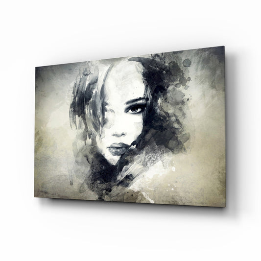 Watercolor Sketch Portrait Glass Wall Art