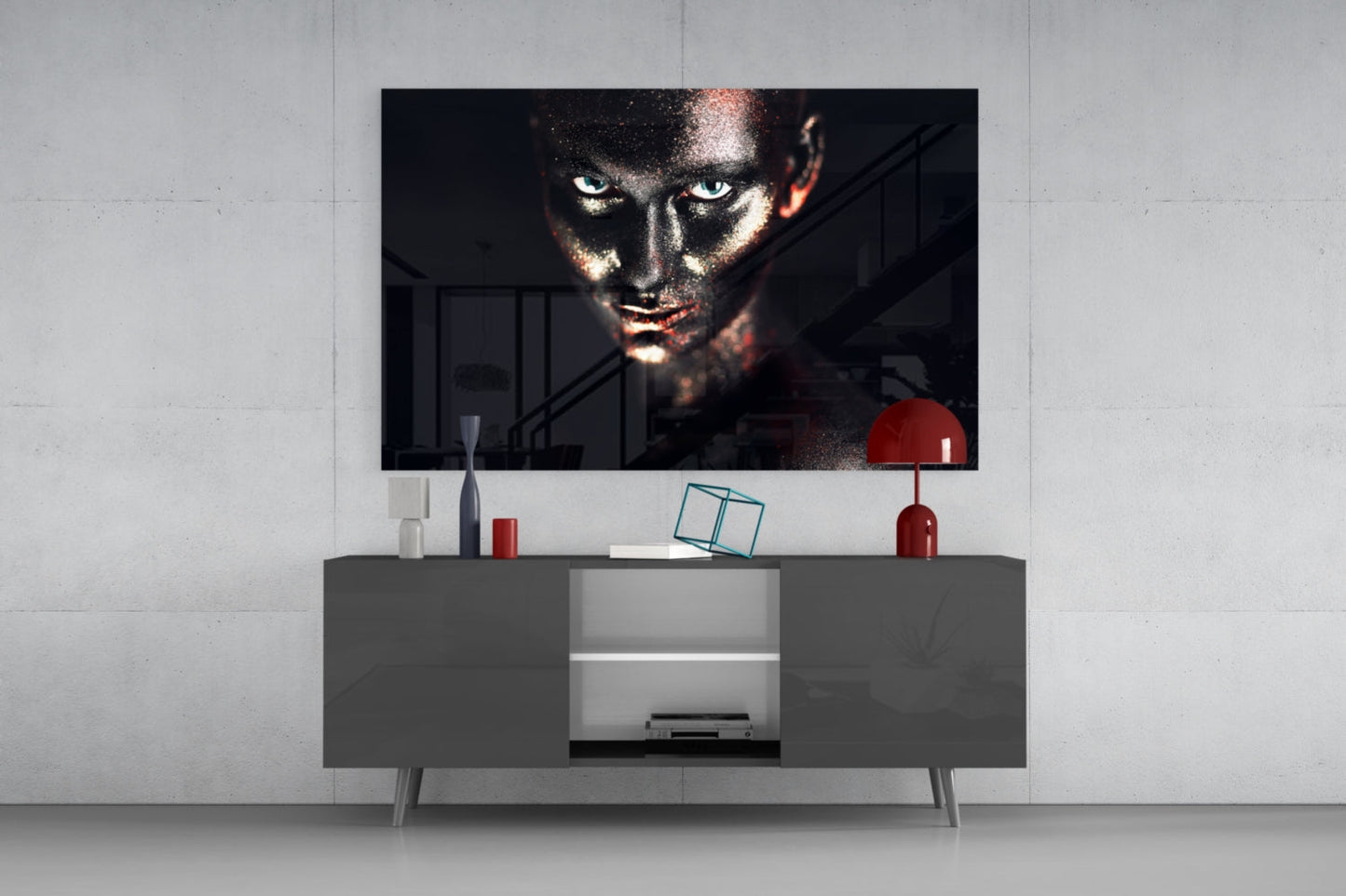 Copper Rose Woman Glass Wall Art