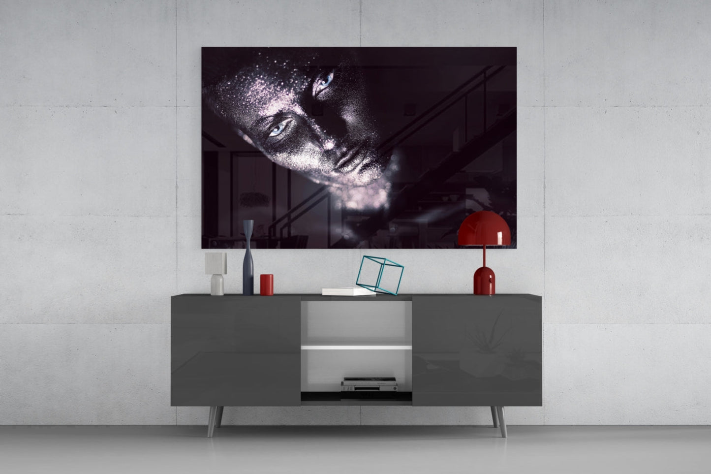 Violet Gaze Woman Glass Wall Art