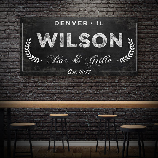 Bar and Grill Canvas Wall Art Sign