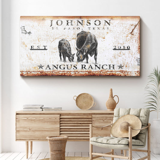 Angus Ranch Sign Personalized Canvas Wall Art