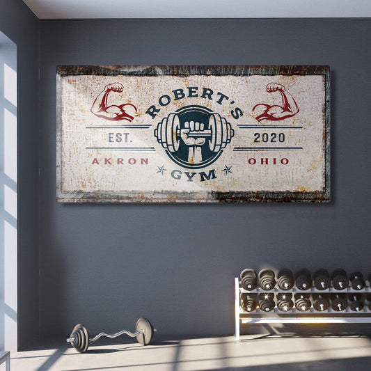 Gym Sign V Personalized Motivational Canvas Wall Art