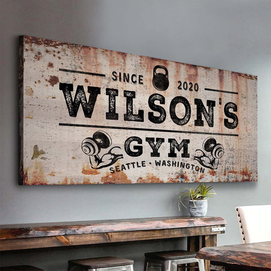 Gym Sign VI Personalized Motivational Canvas Wall Art