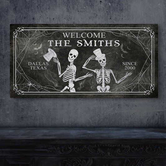 Personalized Gothic Welcome Canvas Sign