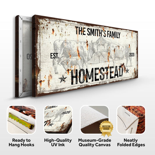 Personalized Rustic Homestead Canvas Sign