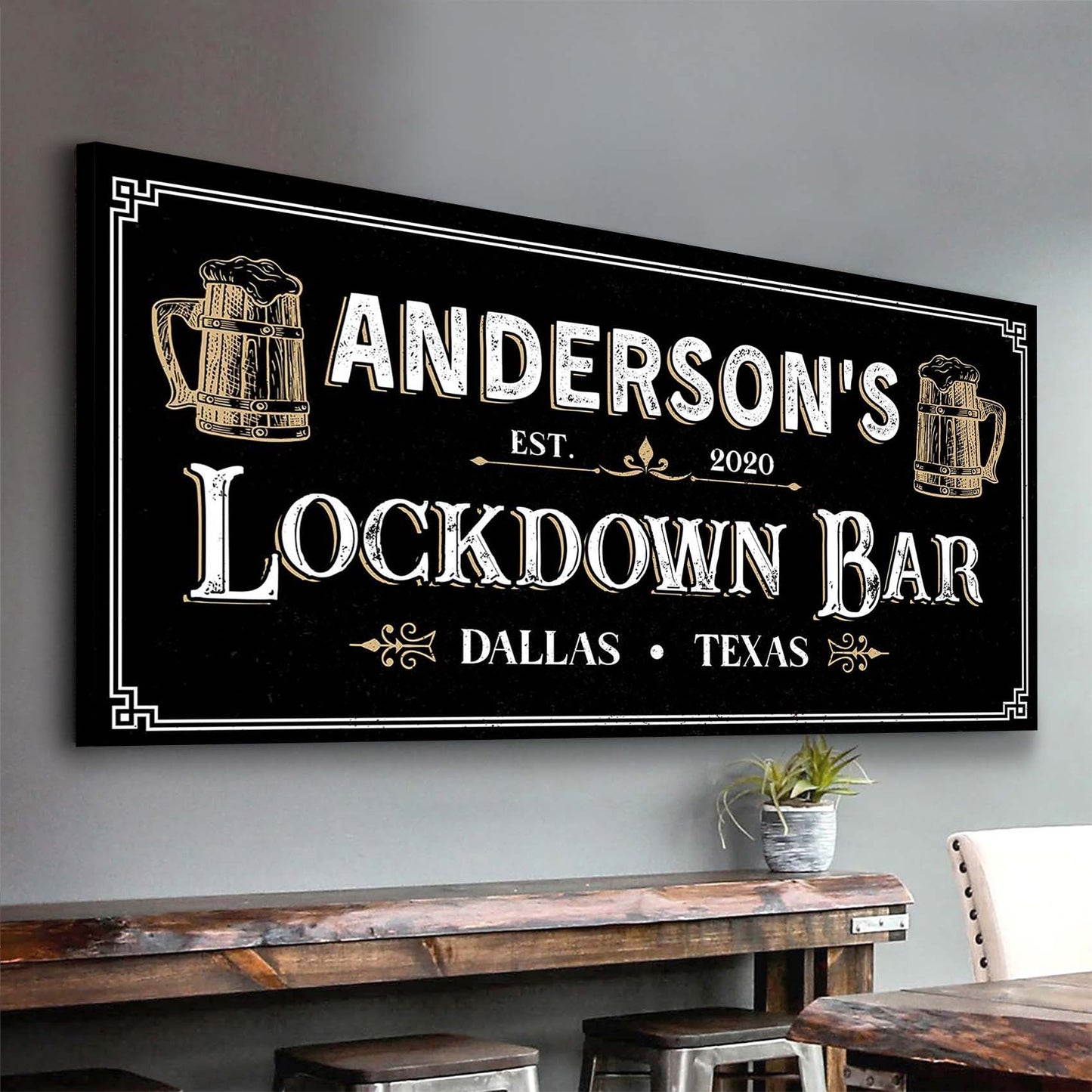 Personalized Lockdown Bar Canvas Sign
