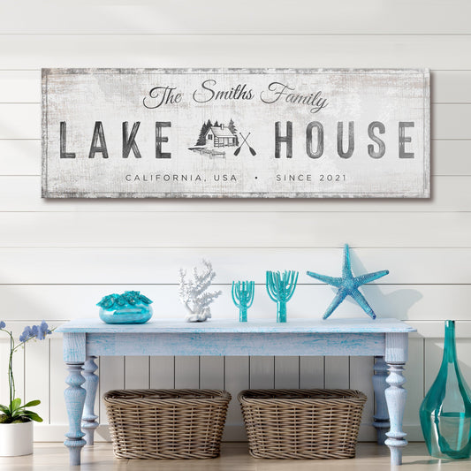 Personalized Lake House Cabin Canvas Sign Wall Art