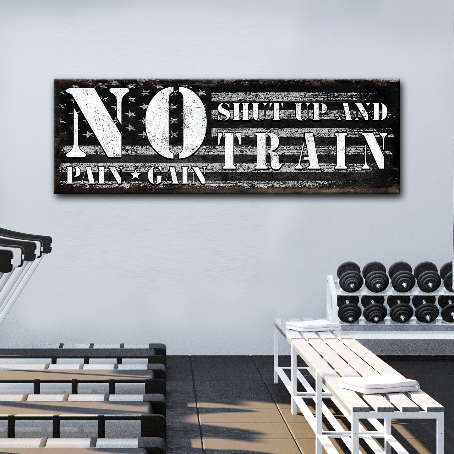 No Pain No Gain Motivational Gym Canvas Sign