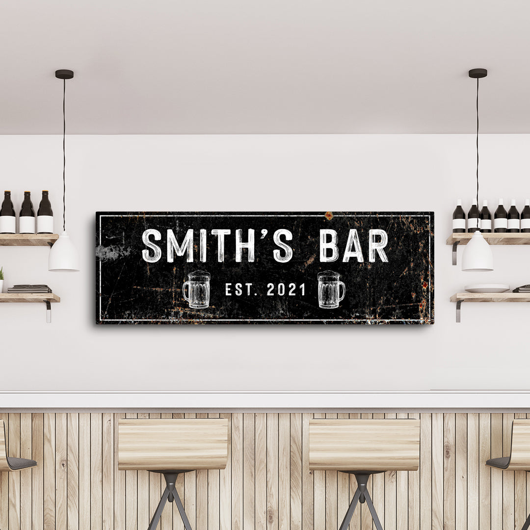 Family Bar Rustic Canvas Wall Art