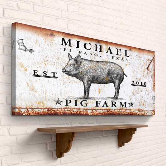 Pig Farm Canvas Wall Art Sign
