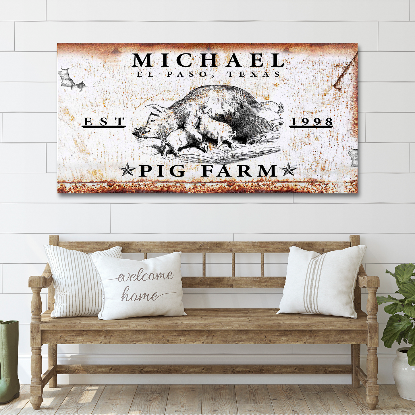 Pig Farm Canvas Wall Art Sign