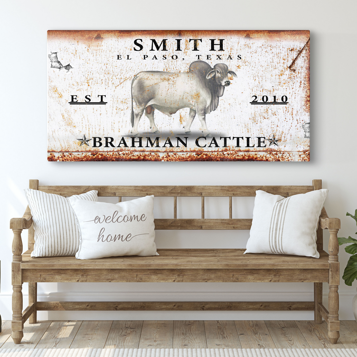 Brahman Cattle Canvas Wall Art Sign