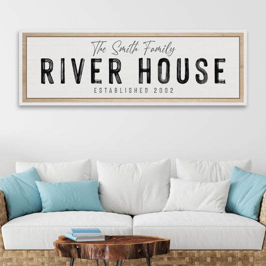 River House Rustic Canvas Sign