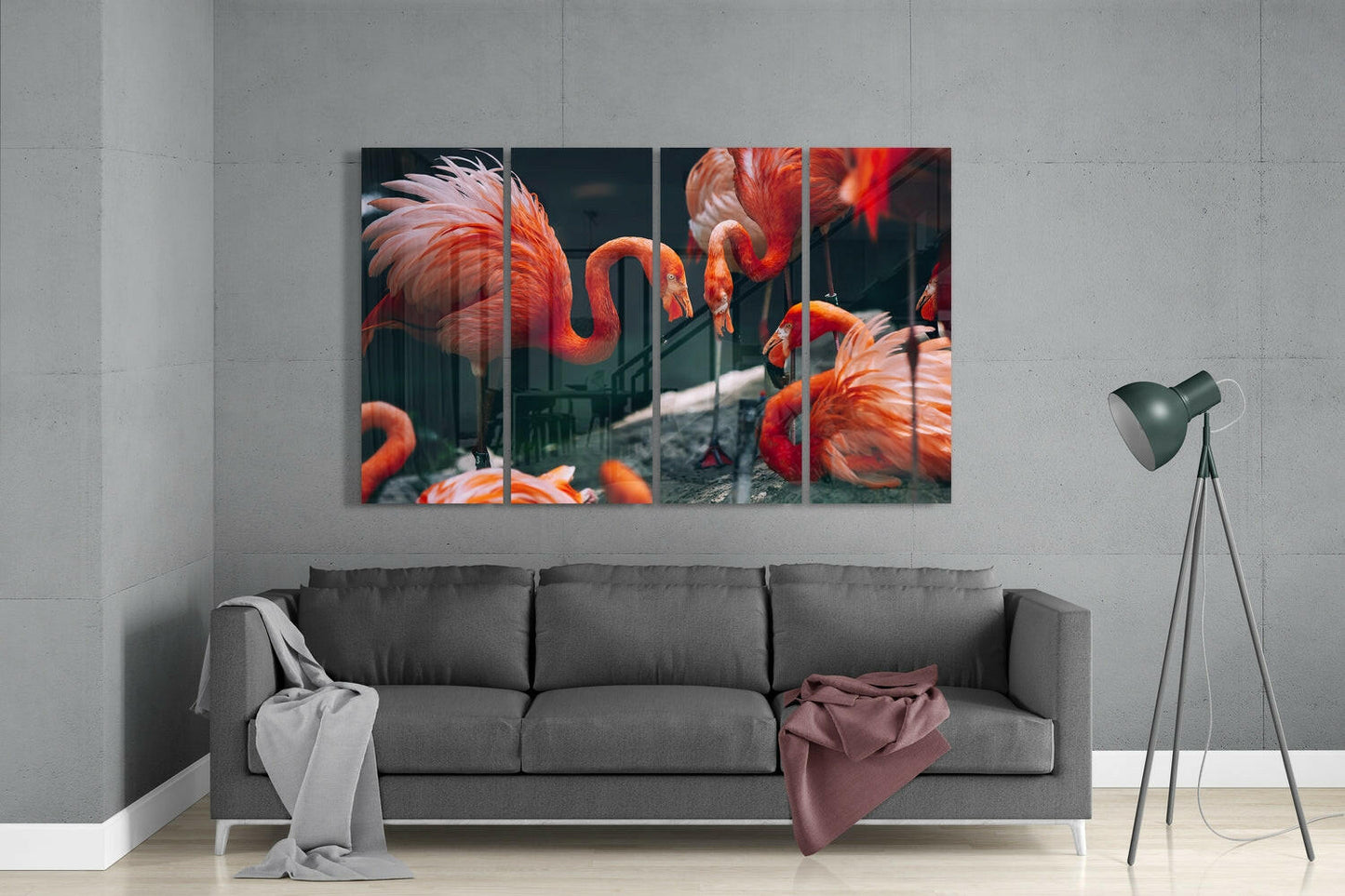 Flamingos Glass Wall Art - 4-Piece Set